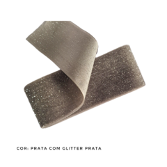 FITA DE VELUDO COM GLITTER ESPONJADA 38 mm - (Rolo com 3 metros) - Atelie Rosa di Pano