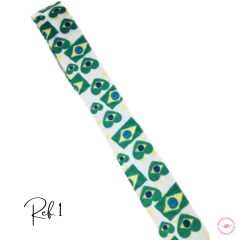 Fita gorgurão Estampada Copa do Mundo 38mm - (3 metros) - Atelie Rosa di Pano