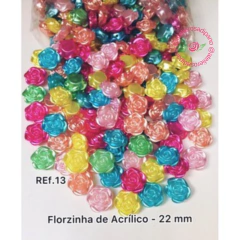 Florzinha de Acrílico - 22mm ref. 13 (20 unidades) - Cores sortidas