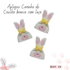 Aplique Carinha de Coelho branca com laço ref. 13 ( 1 unidade)