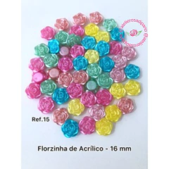 Florzinhas de Acrílico - 16mm ref. 15 - (20 UNIDADES) - CORES SORTIDAS