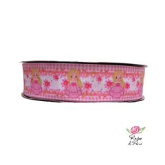 Fita gorgurão Estampada Fada - 38mm (5 metros) - Atelie Rosa di Pano