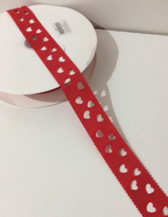 Fita Gorgurão Vazada Coração pequeno 38 mm (5 Metros) - comprar online