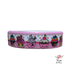 Fita gorgurão Estampada chinesinha - 38mm (5 metros) - Atelie Rosa di Pano