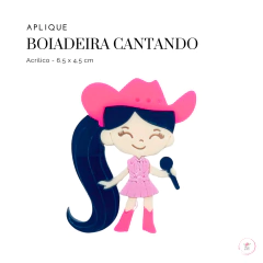 Aplique Boiadeira Cantando acrílico 6,5 x 4,5 cm na internet