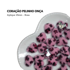 Aplique Coração Pelinho onça 15mm (5 unidades) - Atelie Rosa di Pano