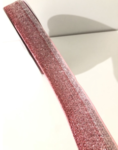 FITA DE VELUDO COM GLITTER ESPONJADA 38 mm - (Rolo com 3 metros)