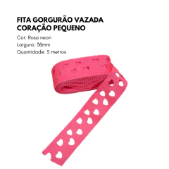 Fita Gorgurão Vazada Coração pequeno 38mm (5 Metros) - comprar online