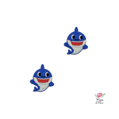 Aplique Baby Shark Azul Emborrachado - 2 Unidades