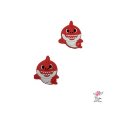 Aplique Baby Shark Vermelho Emborrachado - 2 Unidades