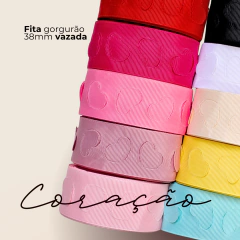 Fita gorgurão Coração grande Vazado 38mm
