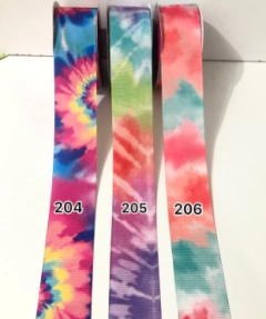 Fita Gorgurão Estampada Tie Dye - 38mm - (10 metros)