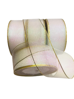 Fita De Organza BORDA DOURADA Irizada, holográfica, lurex 38mm - comprar online