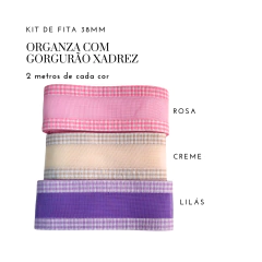 Kit Fita organza borda xadrez 38mm (2 metros de cada cor) na internet