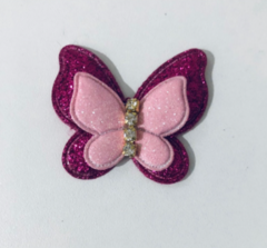 Borboleta de Glitter com Strass - 4,5cm (1 Unidade)