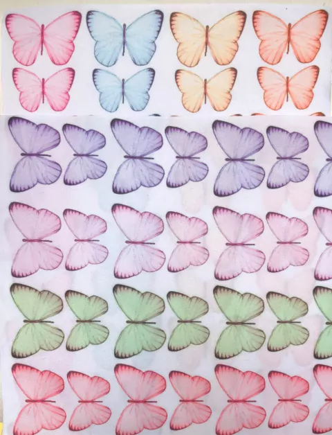 Borboleta em Tecido Oxford 4cm e 3cm - 4 pares (4 grandes e 4 pequenas)