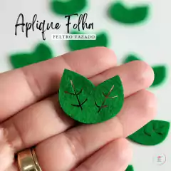 Aplique Folha de Feltro Vazada 3,5cm (5 unidades)