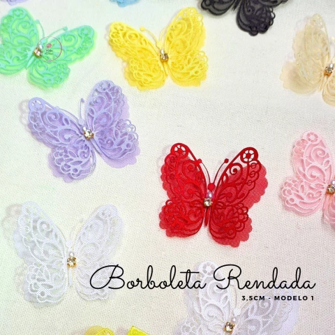 Aplique Borboleta Rendada MODELO 1 - 3,5cm