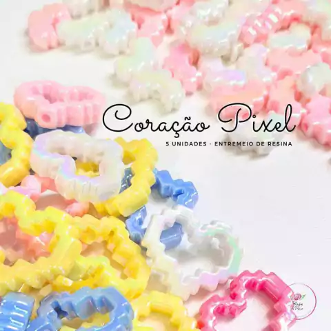 Entremeio Coração Pixel 29x25mm (5 unidades)