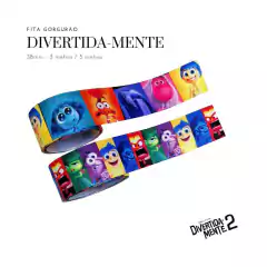 Fita gorgurão estampada Divertida-Mente 38mm
