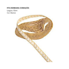 Fita Bordada Coração - 10mm - Atelie Rosa di Pano