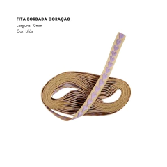 Fita Bordada Coração - 10mm - loja online