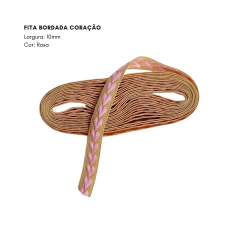 Fita Bordada Coração - 10mm - comprar online