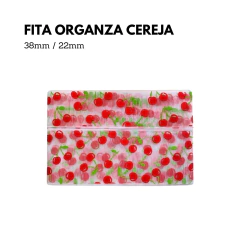 Fita Organza Estampada Cereja - comprar online