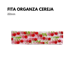 Fita Organza Estampada Cereja - Atelie Rosa di Pano