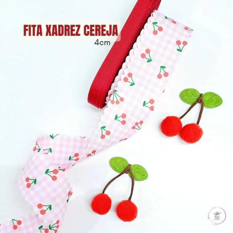 Fita Xadrez Cereja - 4CM