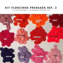 Florzinha Prensada 2x2cm - kit com 12 cores (600 unidades) - Atelie Rosa di Pano