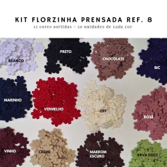 Florzinha Prensada 2x2cm - kit com 12 cores (600 unidades) - Atelie Rosa di Pano