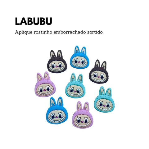 Aplique Labubu Rostinho Emborrachado (sortido) - 4 unidades