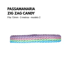 Fita Passamanaria Zig Zag Candy (13mm) - 3 Metros - Atelie Rosa di Pano