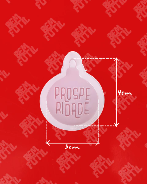 Molde Bola Mini de Natal Temática Palavras Positivas - Prosperidade - Coleção Natal