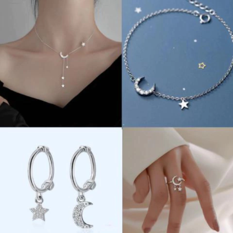 Conjunto lunar prata 925