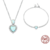 Conjunto Pulseira e Colar de Coração Turquesa em Prata 925