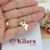 COLAR FOLHA E PÉROLA BANHADO A OURO 18K