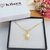COLAR COM PINGENTE DE ANJO COM ZIRCÔNIAS COR DE ROSA BANHADO A OURO 18K - comprar online