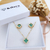 CONJUNTO DE COLAR E BRINCOS DE TREVO VERDE TURMALINA BANHADO A OURO 18K - comprar online
