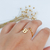 ANEL COM LETRA INICIAL (B) E PEDRA VERMELHO RUBI BANHADO A OURO 18K