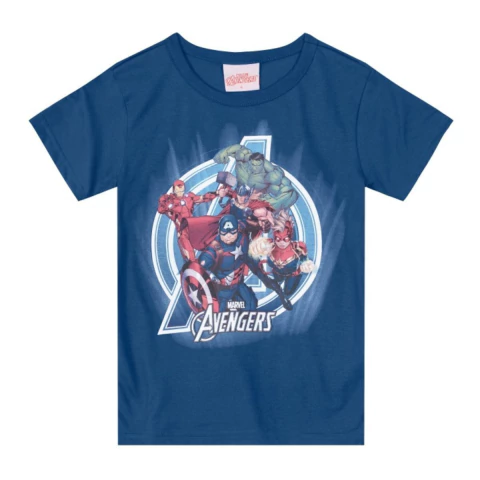 Camiseta Infantil Vingadores Azul Menino - Brandili