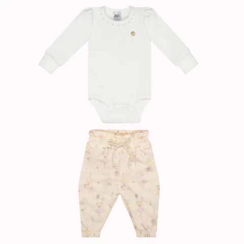 Conjunto Bebê Menina Bailarina 2Pçs Laranja - Sonho Mágico