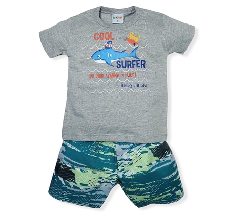 Conjunto Masculino Para Bebê Tubarão - Fakini Forfun - G