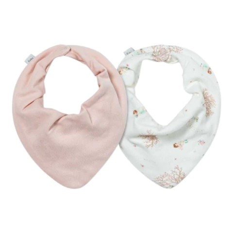Kit Com 2 Babadores Bebê Bandana Cerejeira Rosa Pêssego -Hug