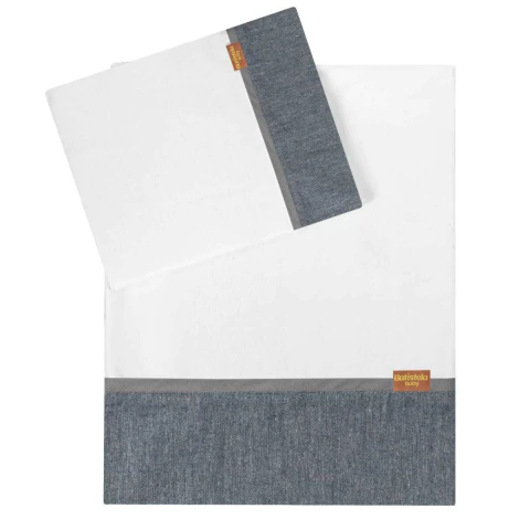 Jogo Lençol de Carrinho Linho Jeans 3 Peças- Batistela Baby