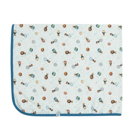 Cueiro Bebê Estampado Suedine Primeira Jornada Azul - Hug