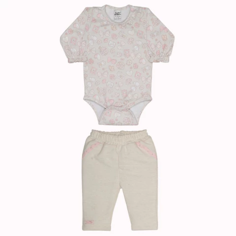 Conjunto Bebê Menina Memories 2 Pçs Bege - Sonho Mágico