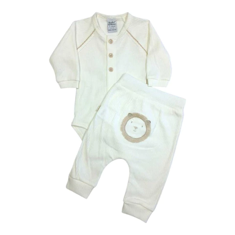 Conjunto Bebê Malha Canelado Lion Longo Bege - Sonho Mágico