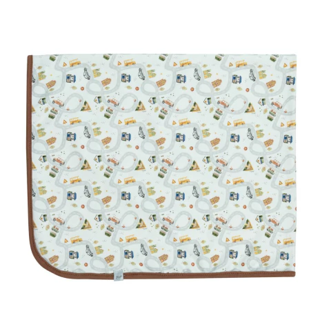 Cueiro Bebê Estampado Suedine Pequena Cidade Marrom - Hug